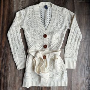 Cream Wood Button Cardigan